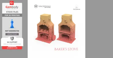 Two 3D-printed models of rustic brick ovens, with arched openings and bread inside.