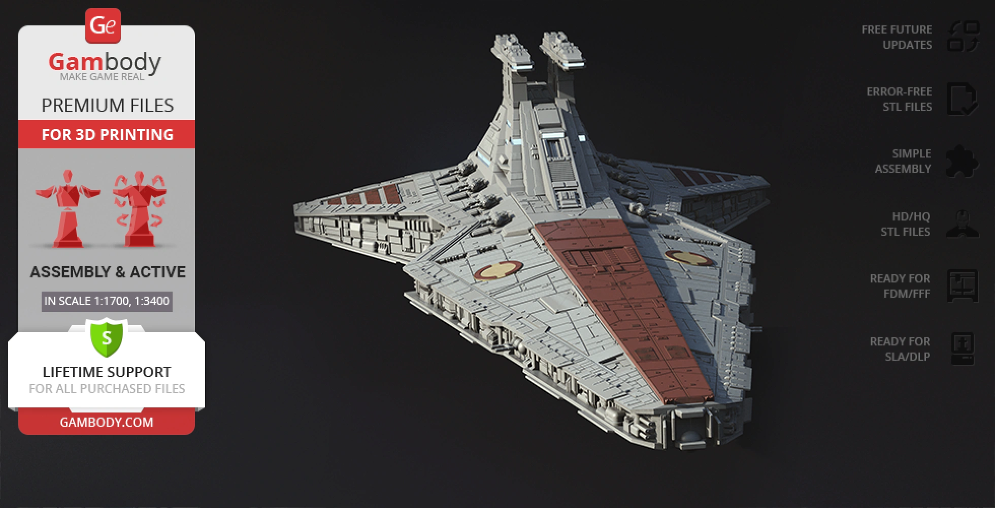 Buy Venator-class Star Destroyer 3D Printing Model | Assembly