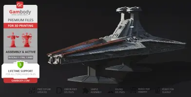 Venator-class Star Destroyer 3D model, displayed with Gambody branding for printing and assembly.