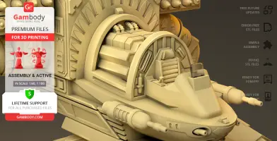 A detailed 3D model of the MadCat Classic Mech cockpit for 3D printing, showcased on Gambody.