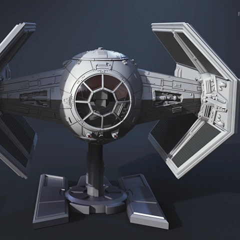 preview of TIE Advanced 3D Printing Model Assembly + Action