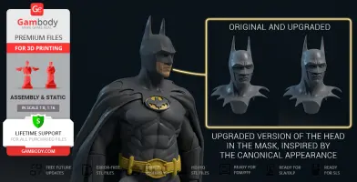 3D model of Batman 1989 for printing, featuring original and upgraded head designs.