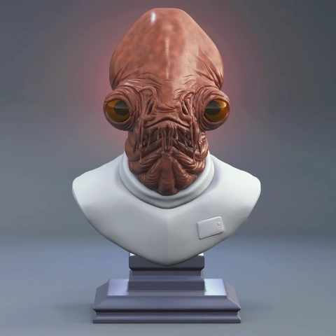 preview of Admiral Ackbar Bust 3D Printing Figurine | Assembly