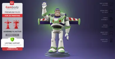 3D model of a space ranger in a classic pose, ready for 3D printing.