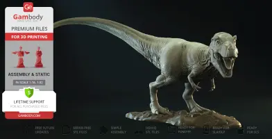 Realistic 3D model of a roaring Tyrannosaurus Rex, designed for 3D printing.