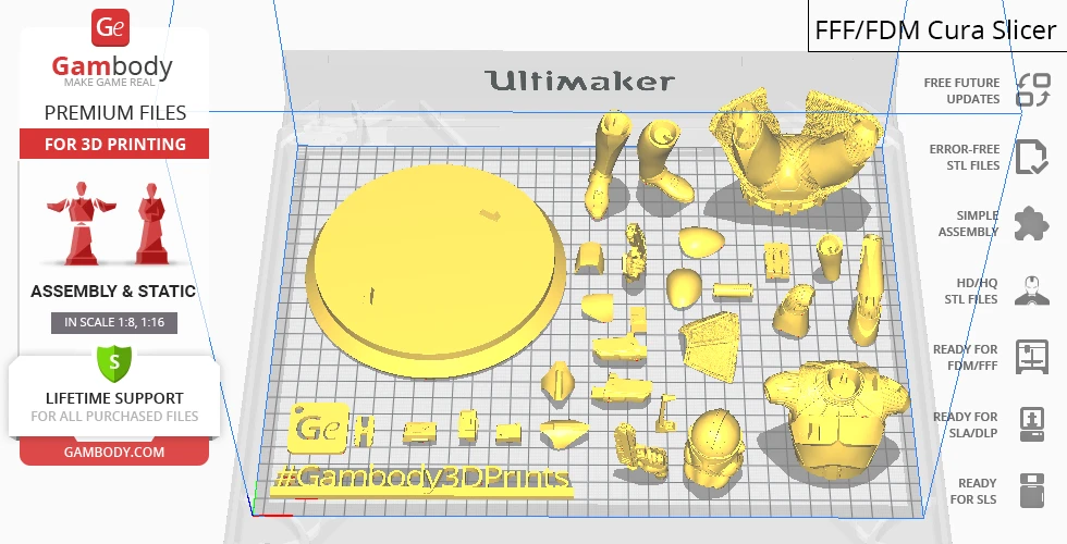 STL file layout for Captain Rex 3D printing model, featuring multiple detailed parts on a grid.