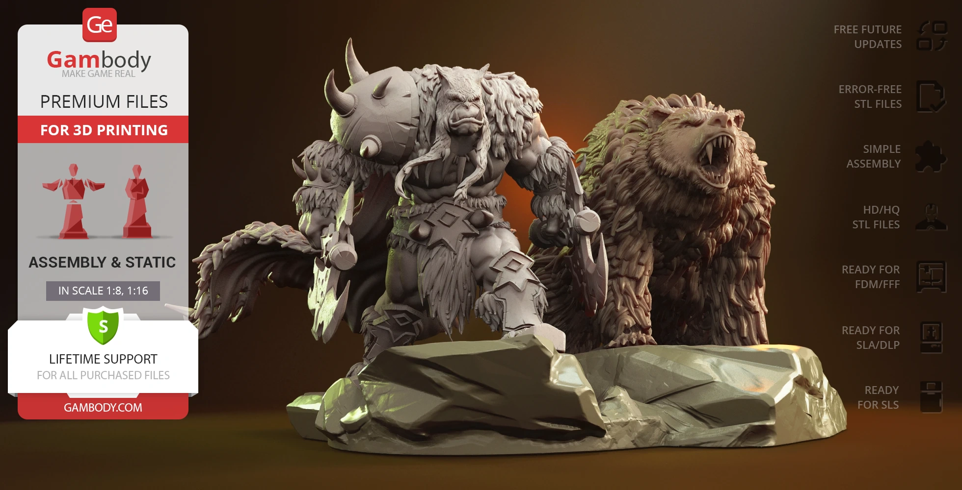 Buy Rexxar & Misha 3D Printing Figurines in Diorama | Assembly