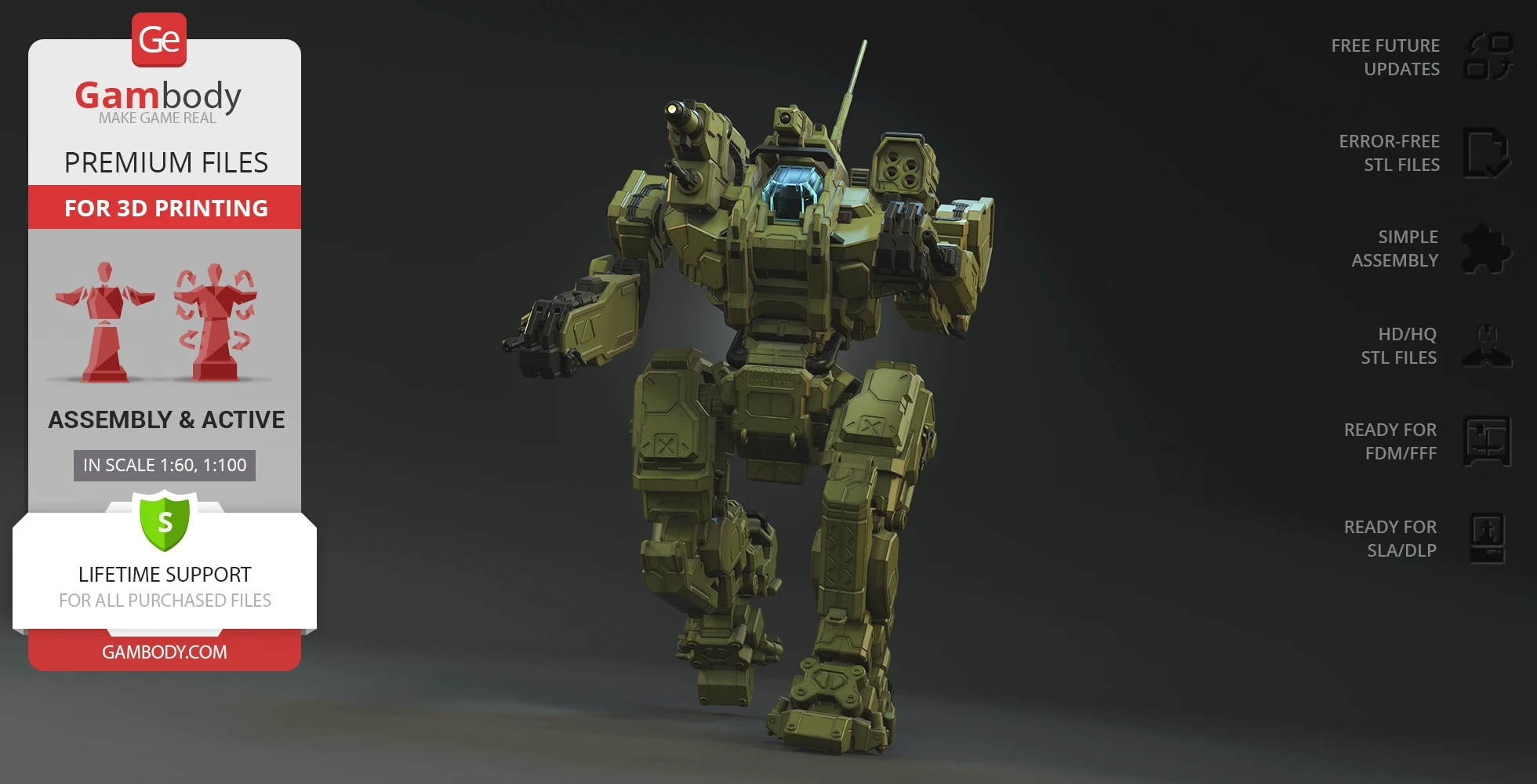 A detailed 3D model of a mech robot, called Roughneck, designed for 3D printing.