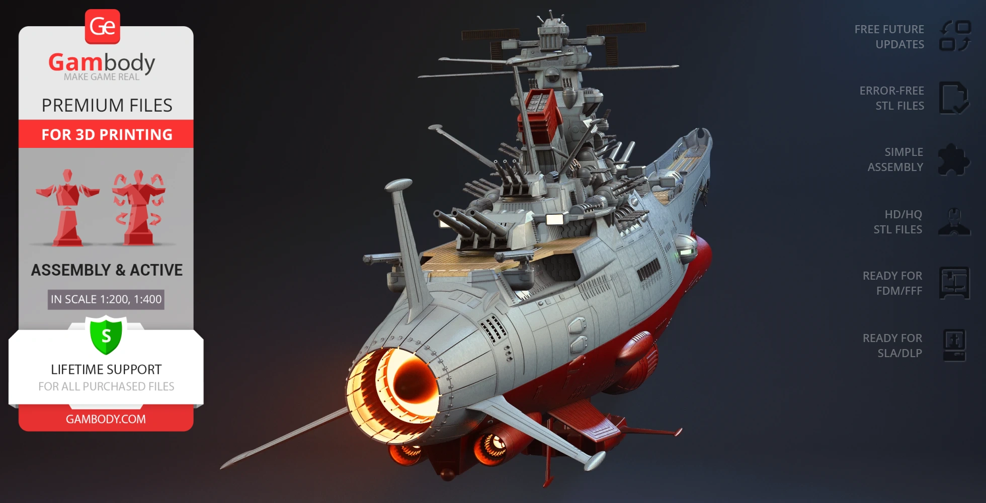 Buy Space Battleship Yamato 3D Printing Model | Assembly + Active