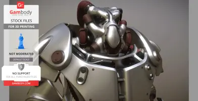 Detailed 3D model of Fallout Power Armor X01, featuring metallic and mechanical elements.
