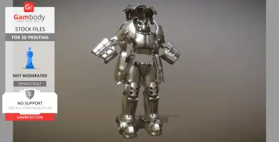 Futuristic metallic power armor suit for 3D printing, detailed and robust design from video game.