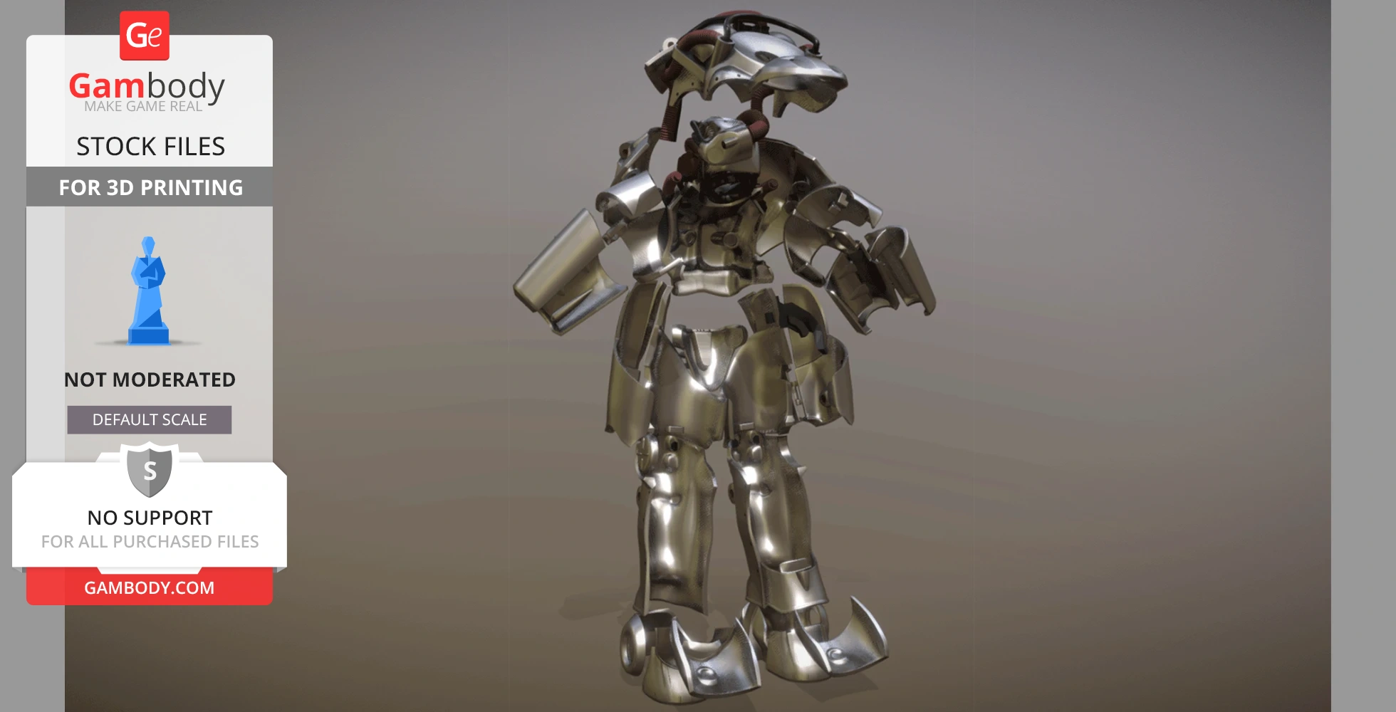 A detailed 3D model of X-01 Power Armor from Fallout, designed for 3D printing.