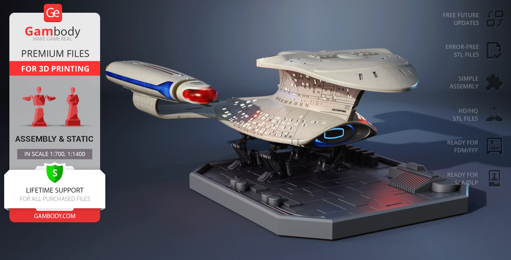thumbnail image 2 of 3D Printed Star Trek USS Enterprise NCC-1701 Replica With Display Stand - Uthinkitsolutions 2 of 6