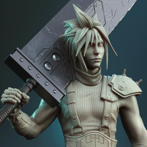 preview of Cloud Strife 3D Printing Figurine | Assembly