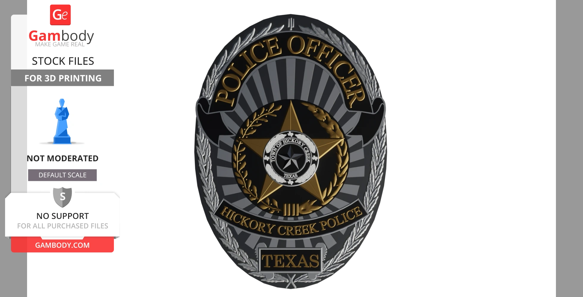 Buy Hickory Creek Police Badge 3D Printable Model