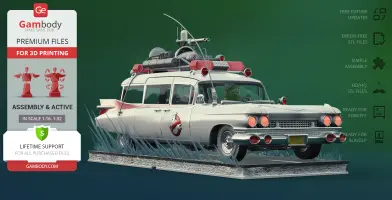 Detailed 3D model of the Ecto-1 car from Ghostbusters, ready for 3D printing.