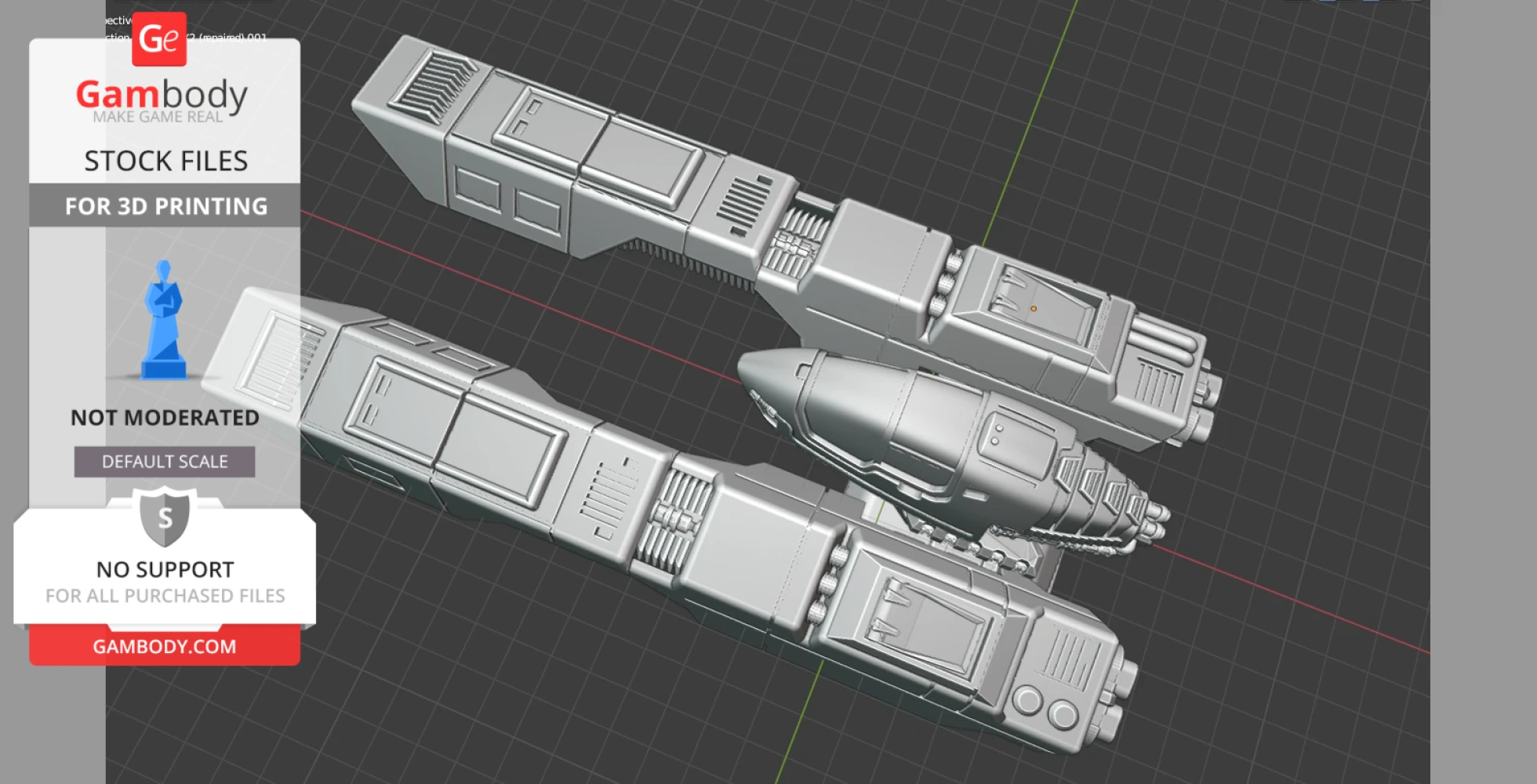 3D model of the Goteki ship from Wipeout, featuring sleek, futuristic design details, ready for printing.