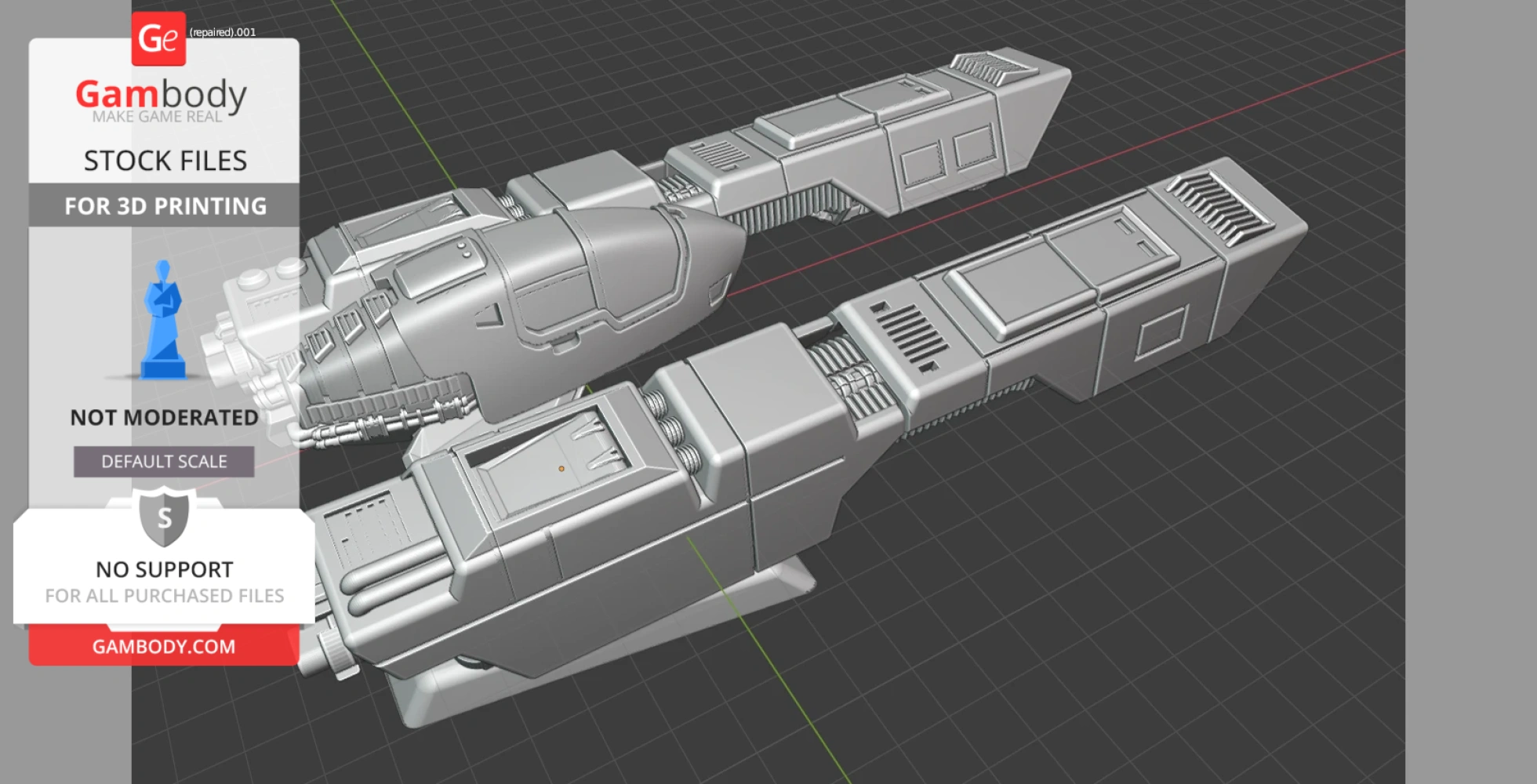 Futuristic ship model with angular design, detailed surface for 3D printing.