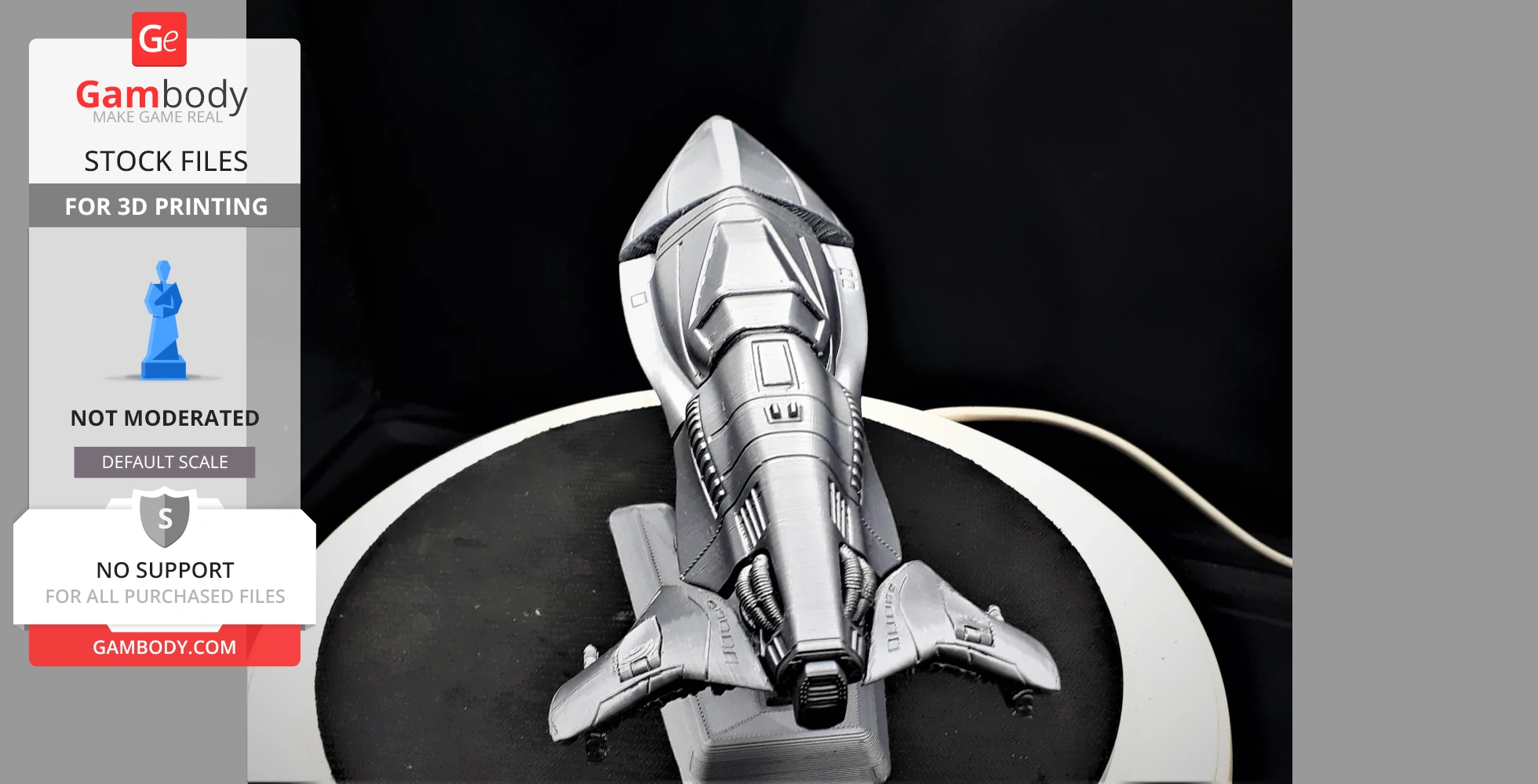 Futuristic streamlined spaceship model, designed for 3D printing, from the Wipeout series.