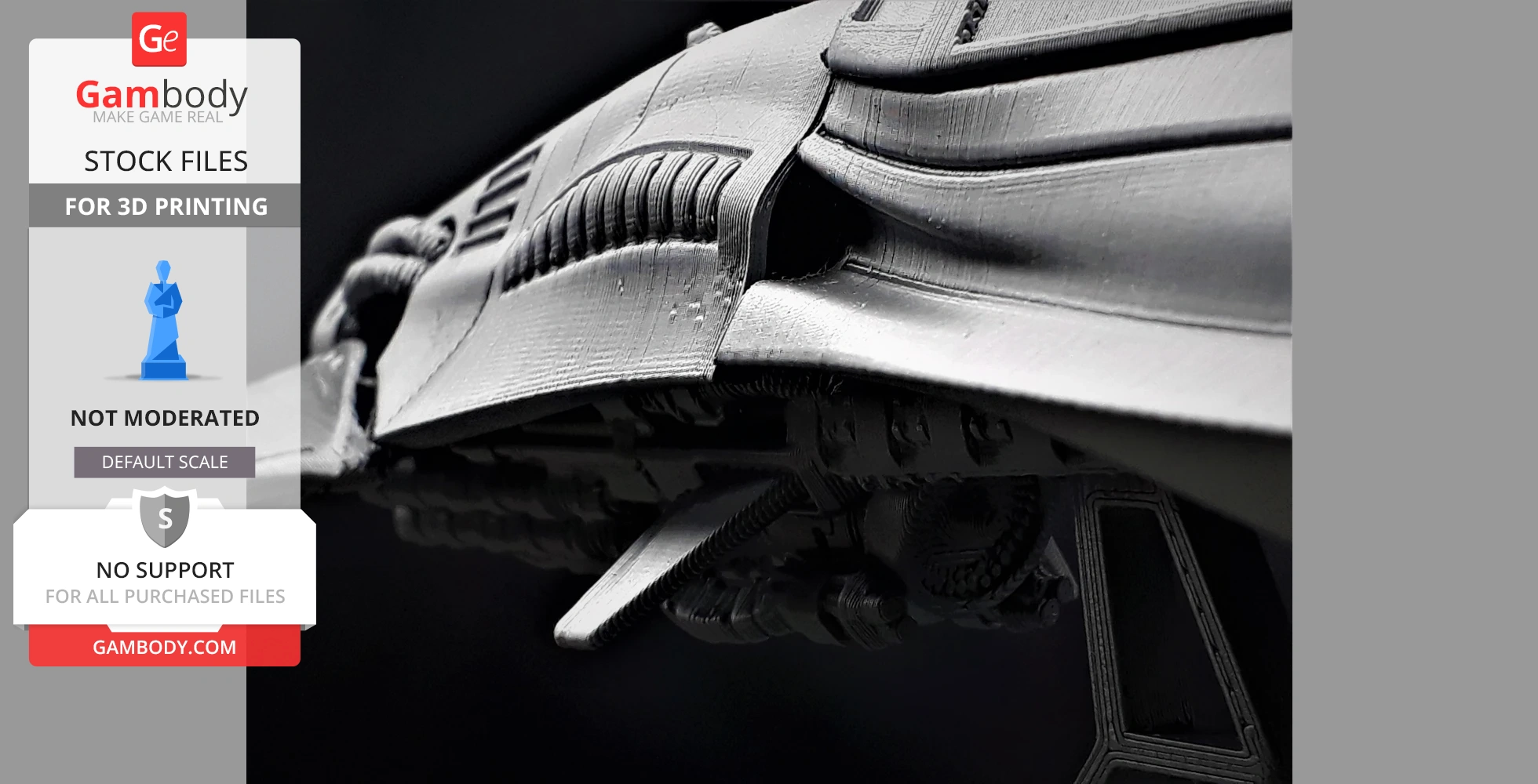 Futuristic spacecraft with sleek, aerodynamic design and intricate surface details for 3D printing.