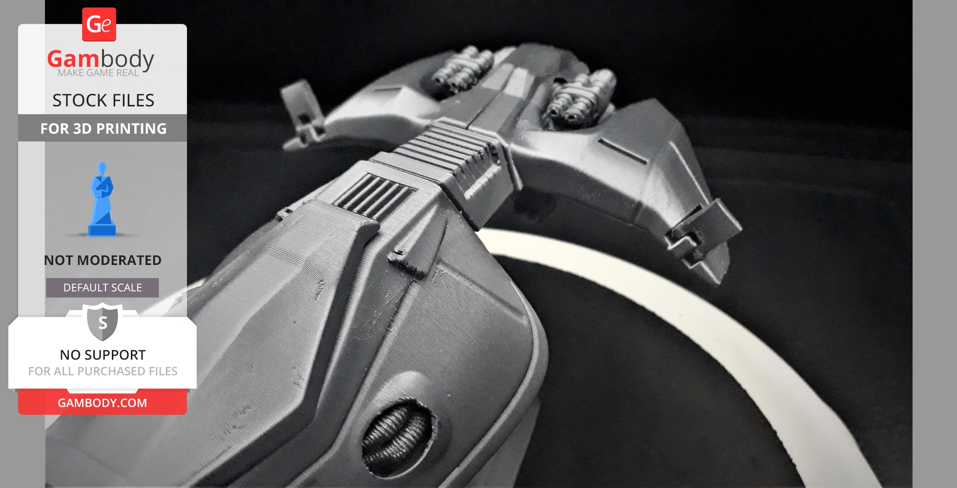 Futuristic spacecraft-like model with sleek design and intricate details, ready for 3D printing.