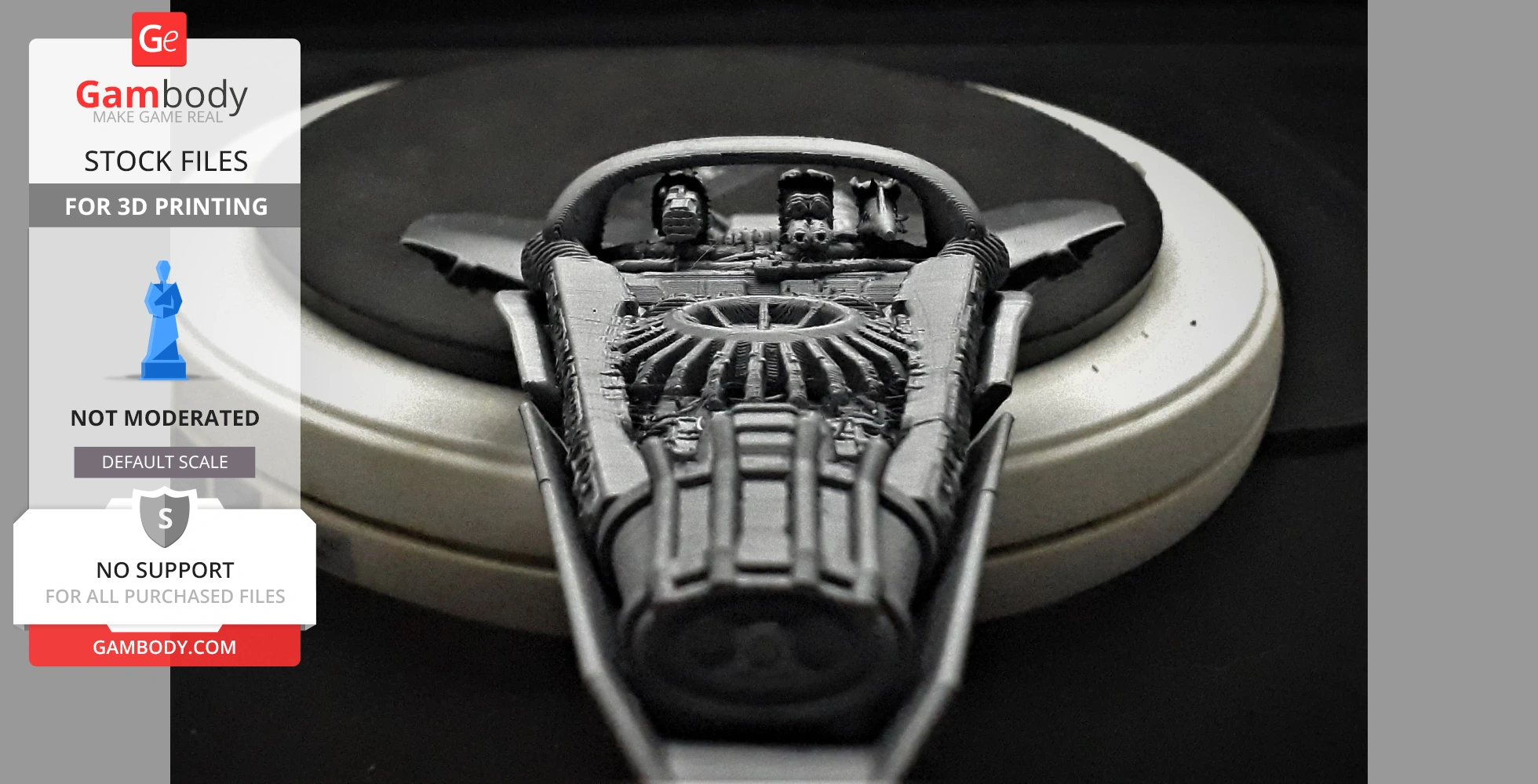 A detailed 3D model of a futuristic race vehicle from Wipeout, designed for 3D printing.