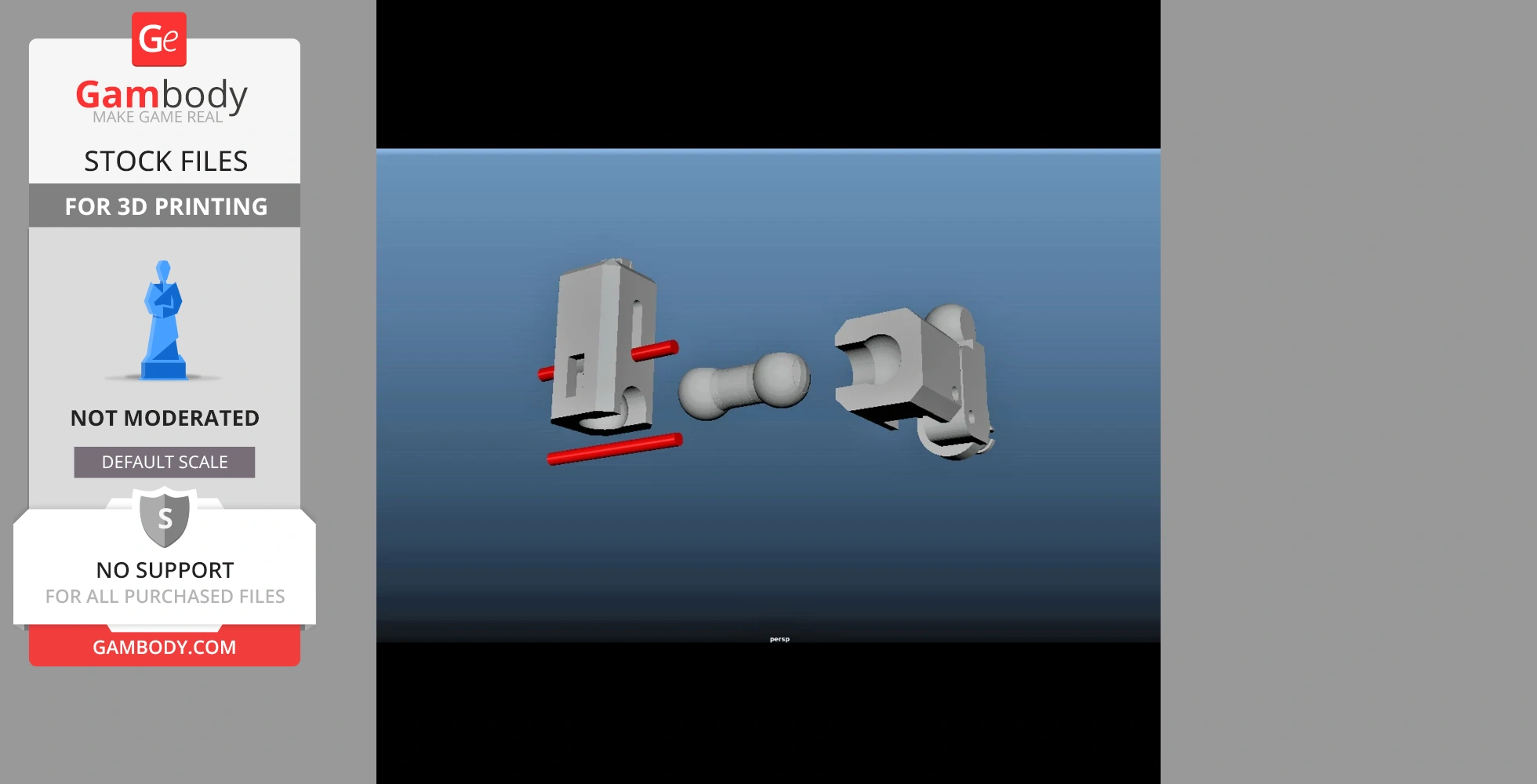 3D model parts for a Transformer character, including joint and connector pieces, displayed against a blue background.