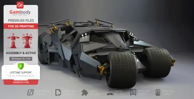 Futuristic armored vehicle model for 3D printing, inspired by the Dark Knight films.