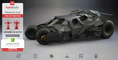 A detailed 3D model of the Tumbler vehicle from the Dark Knight series ready for 3D printing.