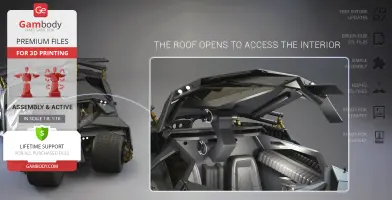 3D model of The Tumbler from Dark Knight, with detailed roof and interior design for printing.