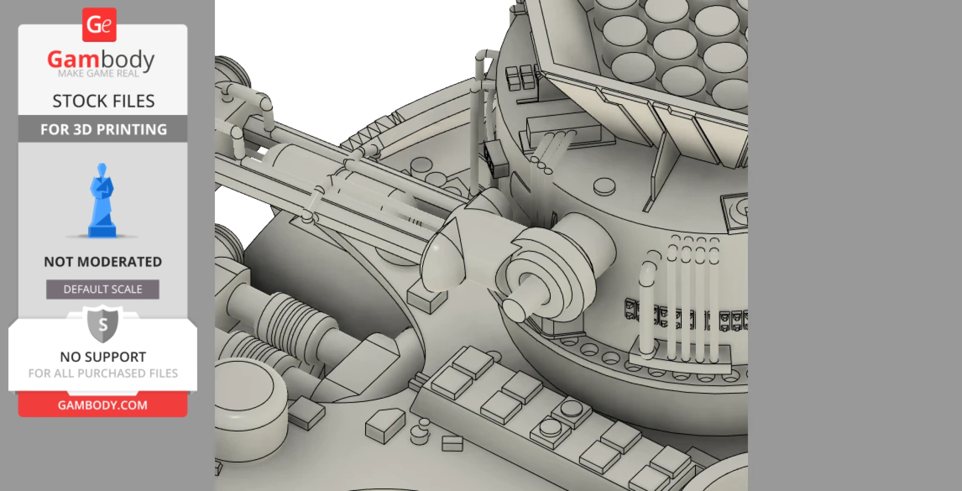 Detailed 3D model of a lunar spacecraft with intricate mechanical features and structures.