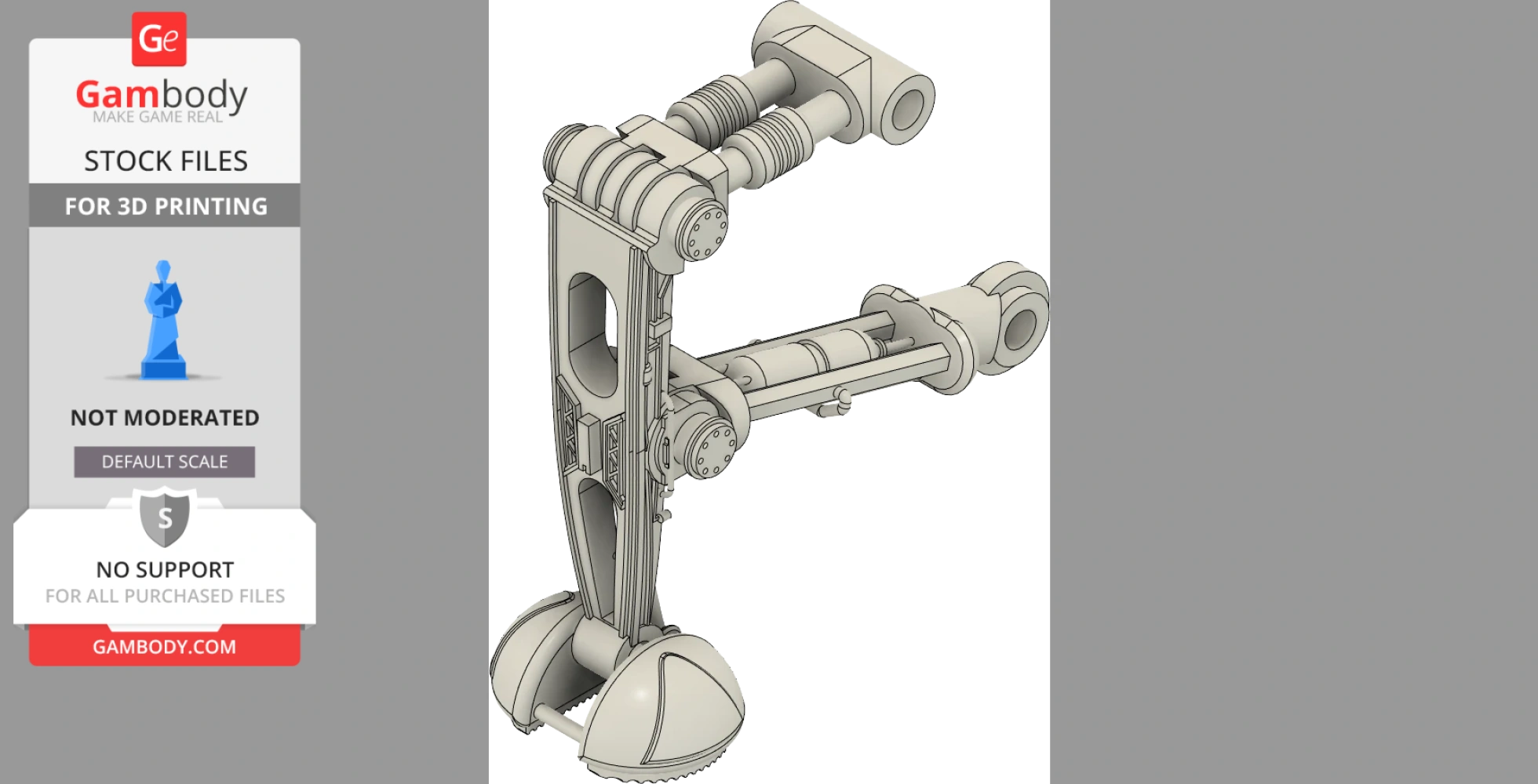 Futuristic 3D model of a mechanical lunar carrier part with intricate details and cylindrical structures.
