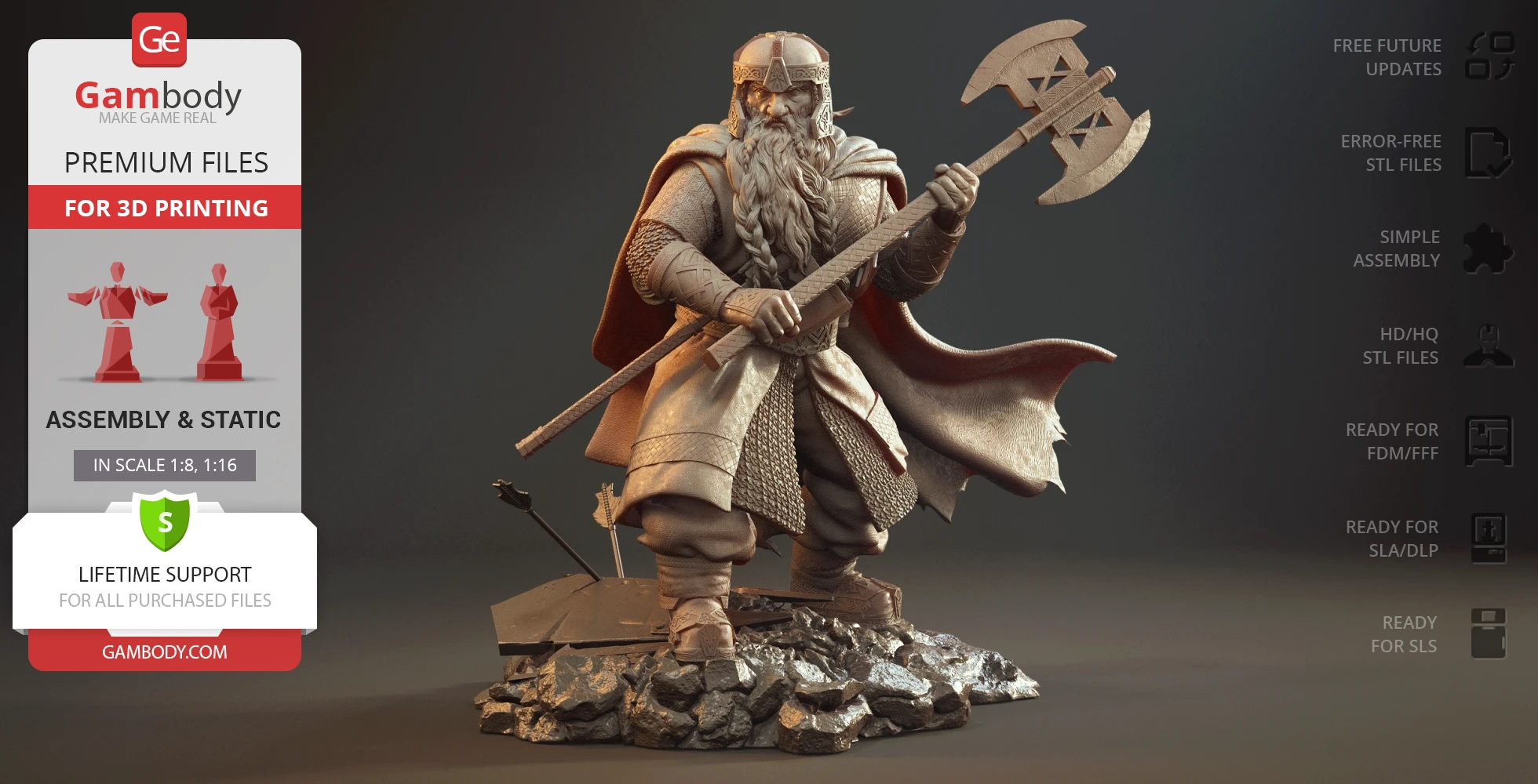 Buy Gimli 3D Printing Figurine | Assembly