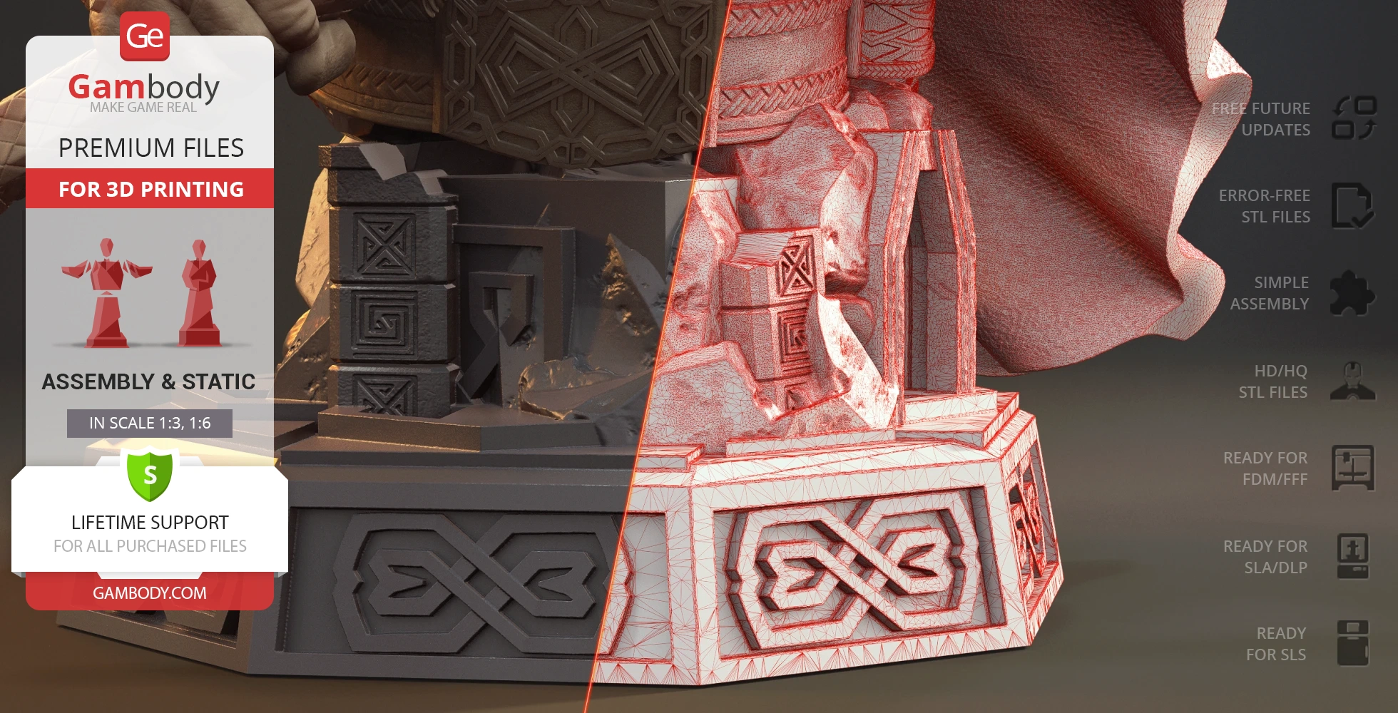 A detailed 3D model of a pedestal with geometric patterns, prepared for 3D printing.