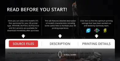 Instructions for 3D printing Barad-dûr model: source files, description, and printing details.