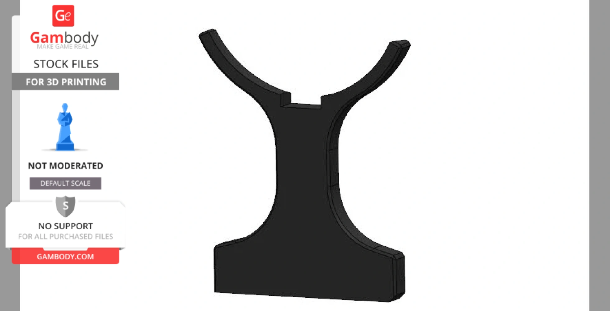A black Y-shaped 3D model stand, displayed on a white background for 3D printing purposes.