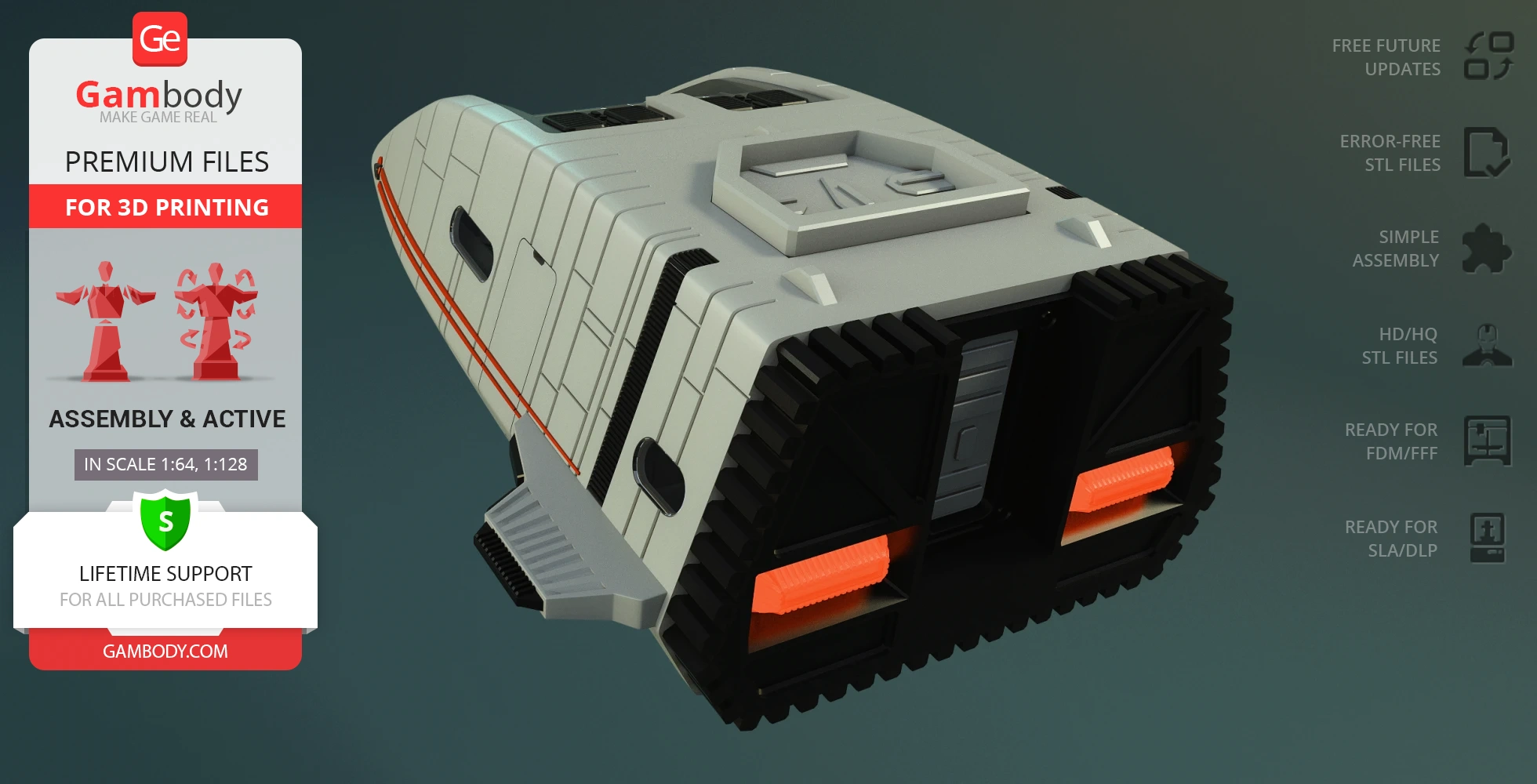 A 3D model of a Danube-Class Runabout spaceship with detailed exterior design, ready for 3D printing.