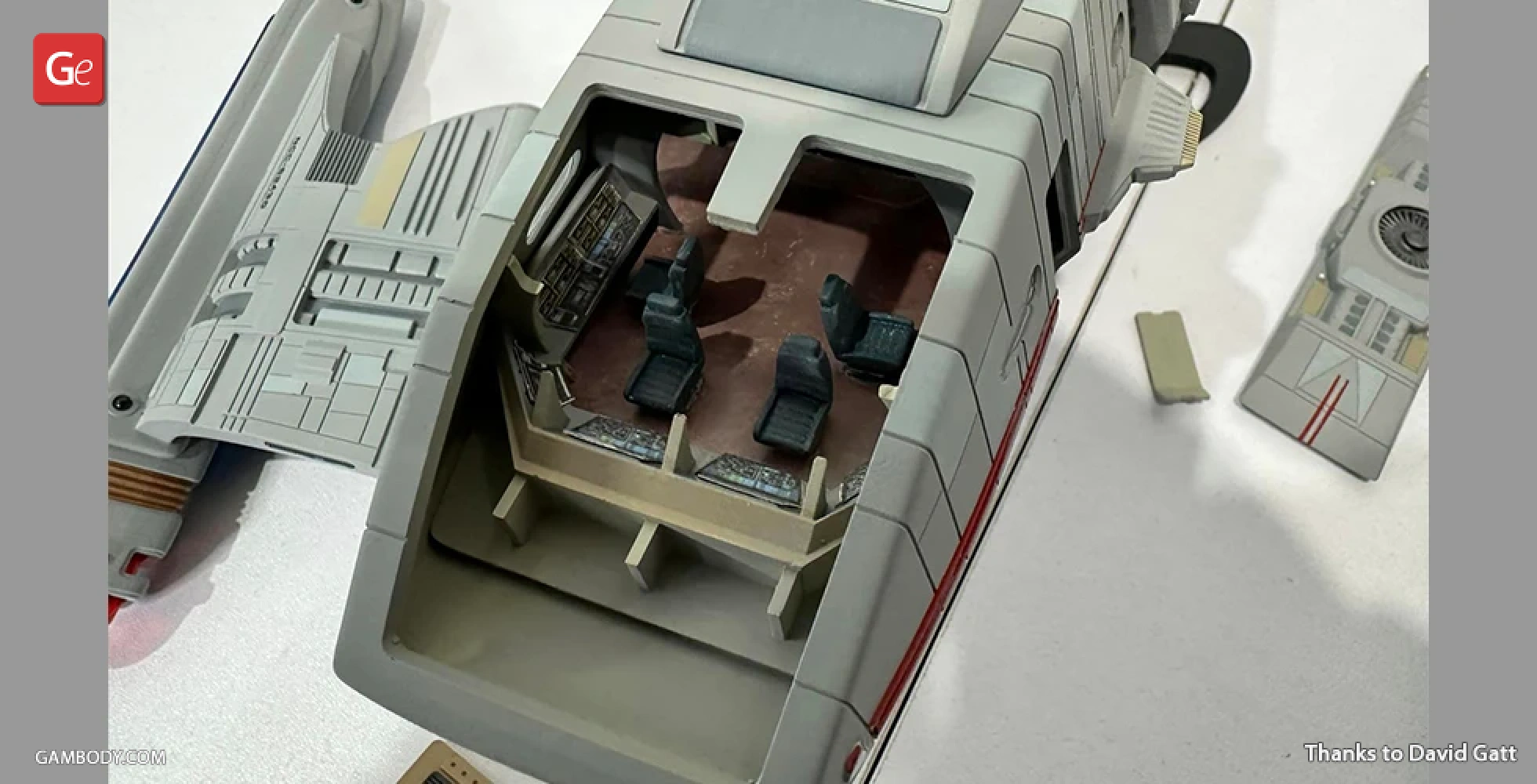 Model of Danube-Class Runabout interior with detailed cockpit and seating, designed for 3D printing.