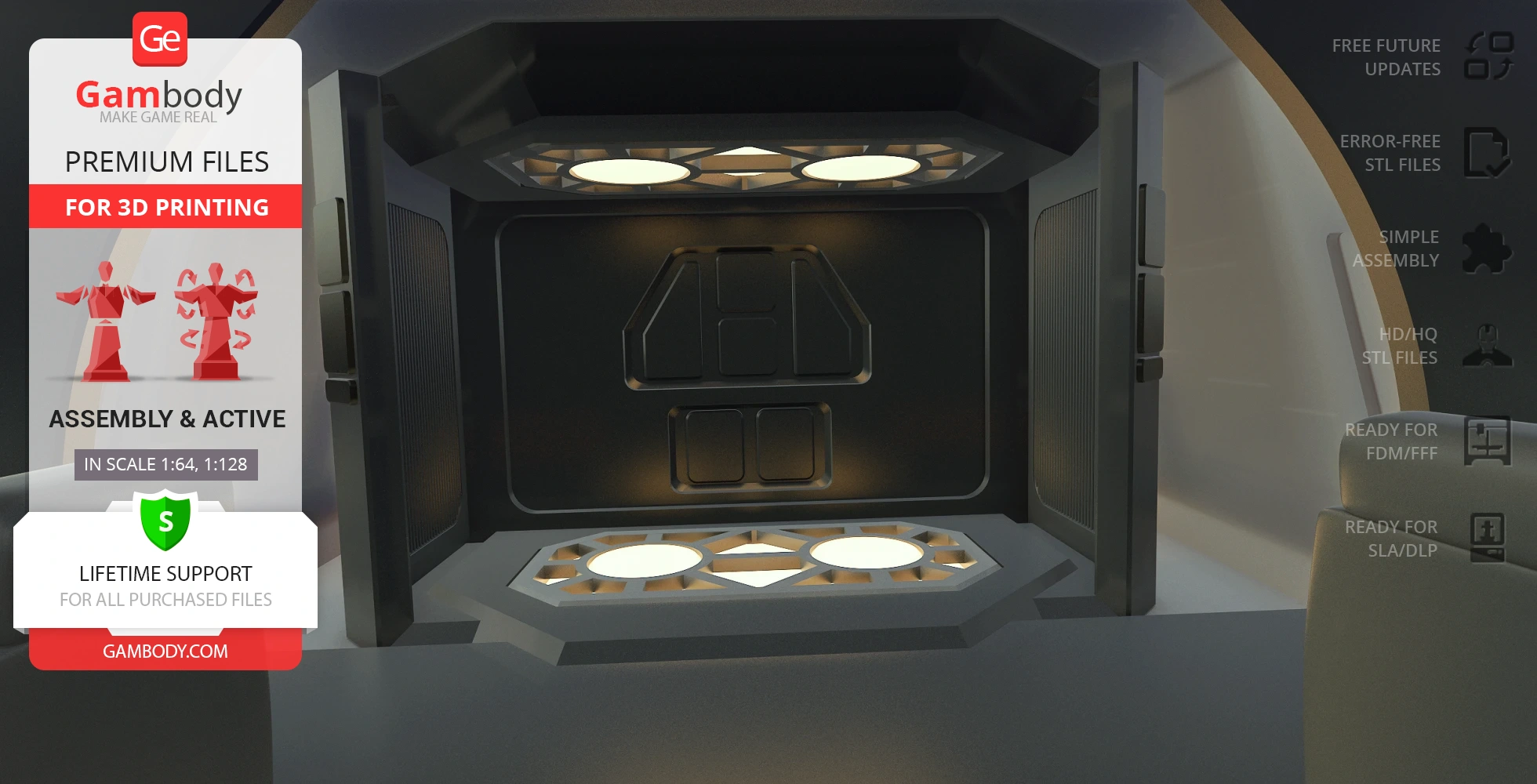 Interior view of a Danube-Class Runabout STL model for 3D printing, featuring detailed compartments.