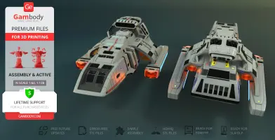 3D model of the Danube-Class Runabout spacecraft, detailed and ready for 3D printing.