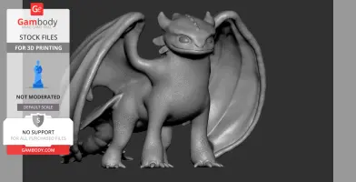 3D model of a dragon with textured wings, ready for printing, inspired by 'How to Train Your Dragon.'