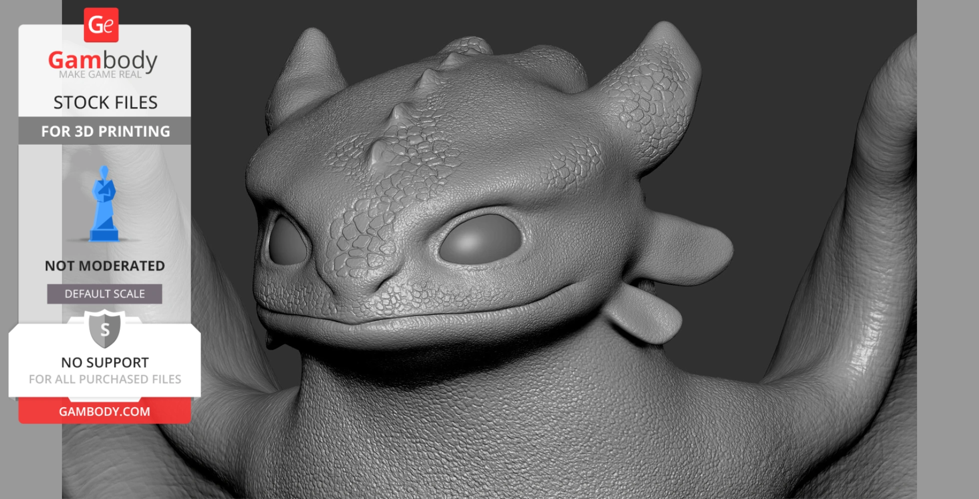 3D model of Toothless from 'How to Train Your Dragon,' detailed texture for 3D printing.