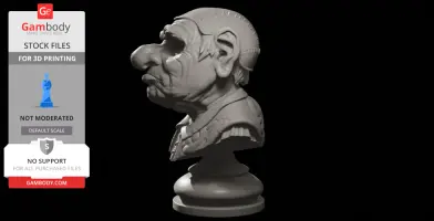 A detailed, sculpted bust of a gnome-like character with exaggerated features, side profile view.