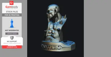 A detailed 3D bust of a muscular, fierce humanoid character with spikes, labeled 'PANTHRO.'