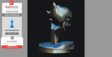A side view of a detailed bust of WilyKat from ThunderCats, set on a round base with stylized hair.