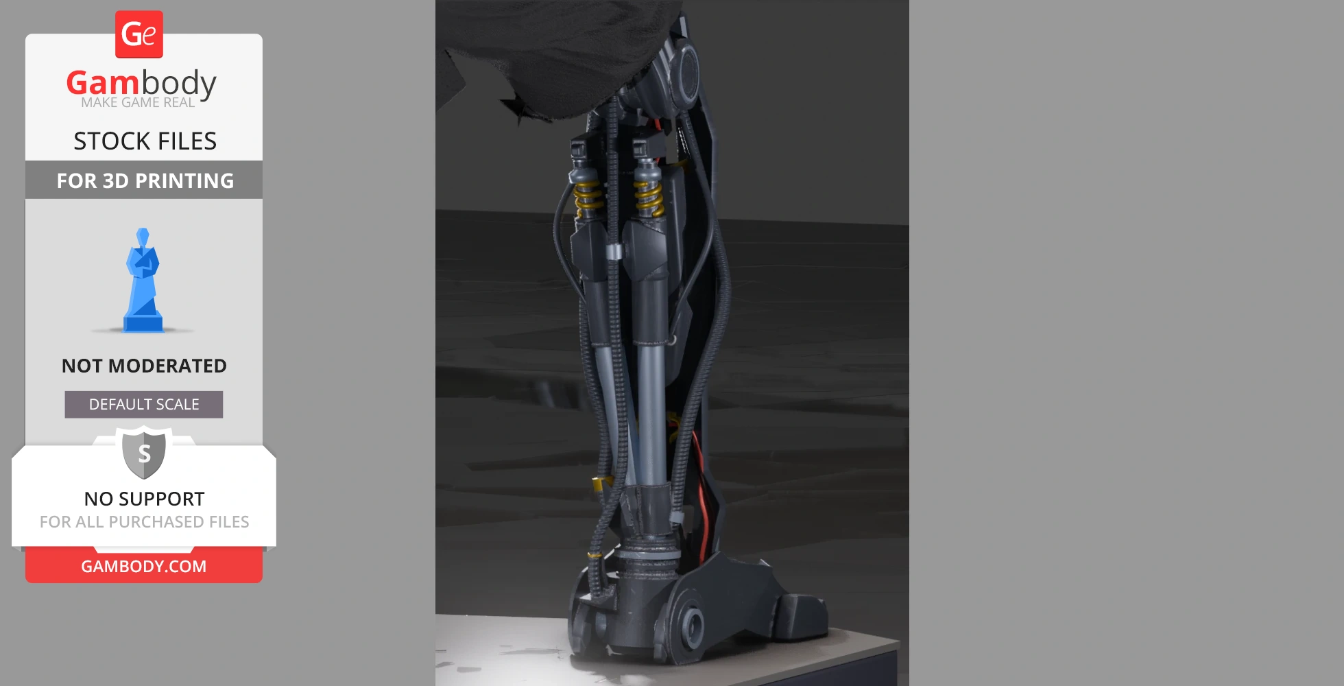 Darth Maul cybernetic leg model from The Clone Wars, showing detailed mechanical components for 3D printing.