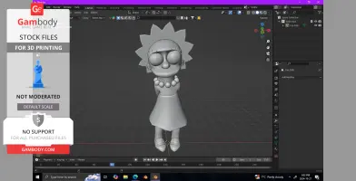 3D model of a character with spiky hair and a dress, displayed in a Blender workspace.