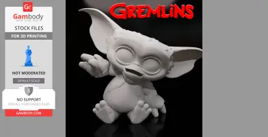 Cute, wide-eared creature 3D model from Gremlins, posed with a playful expression, for 3D printing.