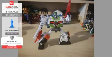 A detailed robot figure in a dynamic pose with vibrant colors, designed for 3D printing.