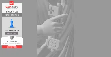 A hand holding ornate keys, part of a draped statue.